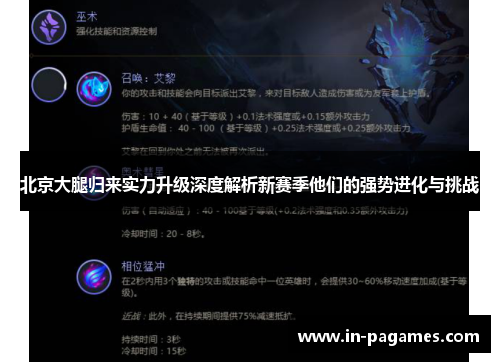 北京大腿归来实力升级深度解析新赛季他们的强势进化与挑战